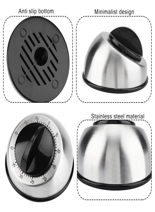 lvifloae 60 Minute Wind Up Timer Stainless Steel Kitchen Countdown Timer for Home Baking Cooking Oven Countdown Wind Up Alarm Clock Home Tools - Image 4